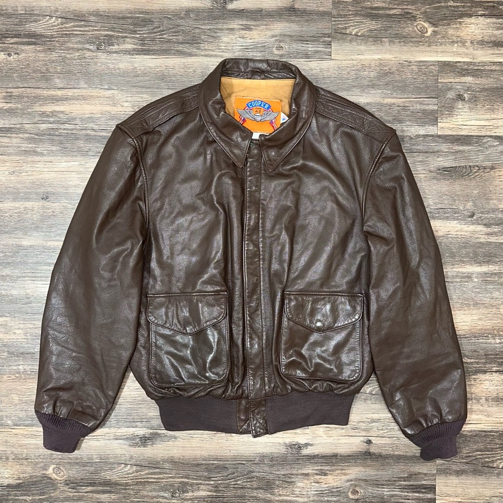 Cooper Type A-2 USAF Brown Leather Bomber Pilot Flight Jacket Coat Size 48L